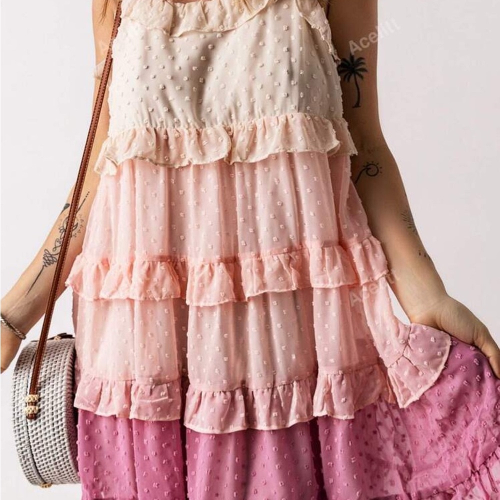 Acelitt Pink Layered Ruffle Dress - Picture 5 of 5